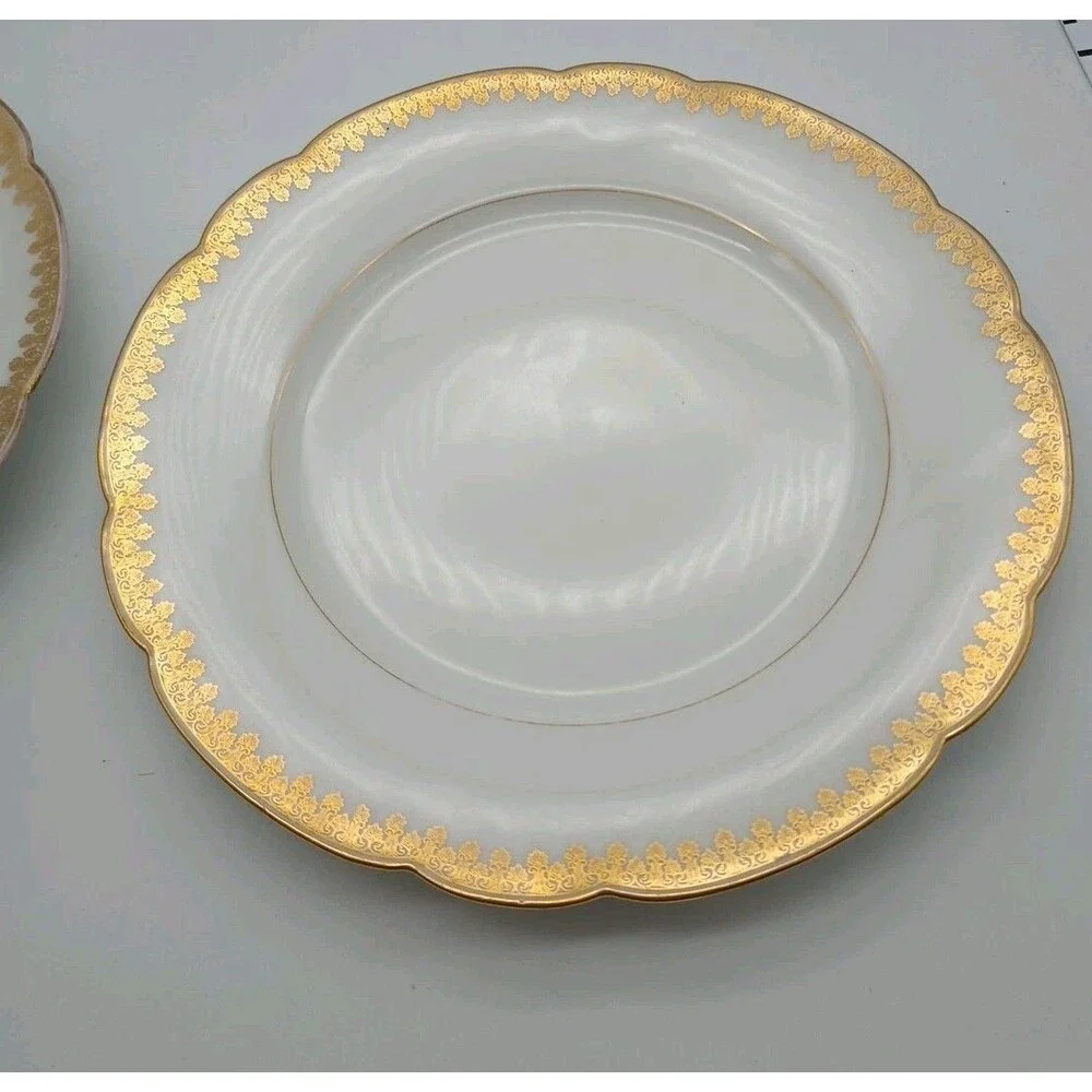 tressemanes vogt limoges Salad Lunch Plate Scalloped 8414 Gold